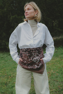 Scarf Bandana Chocolate Cotton Maison Lecomte Flament