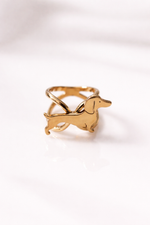 Anillo para pañuelo Teckel dorado Maison Lecomte Flament