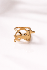 Anillo para pañuelo Teckel dorado Maison Lecomte Flament